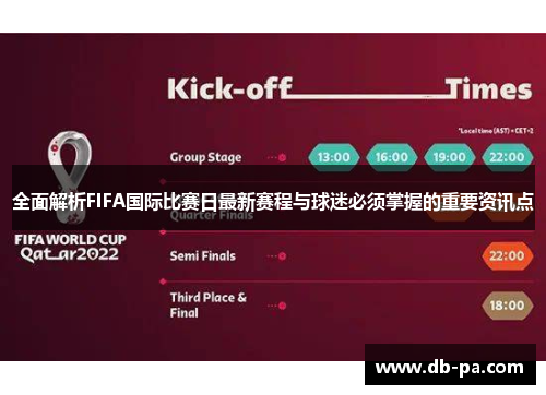 全面解析FIFA国际比赛日最新赛程与球迷必须掌握的重要资讯点